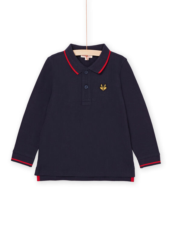 Polo azul marino con estampado de cara de lobo bordado POJOPOL1 / 22W902D4POL705