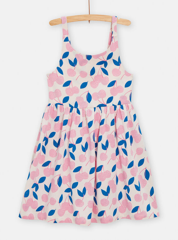 Vestido rosa con estampado de cereza para niña TAPLAROB1 / 24S901S2ROBD326