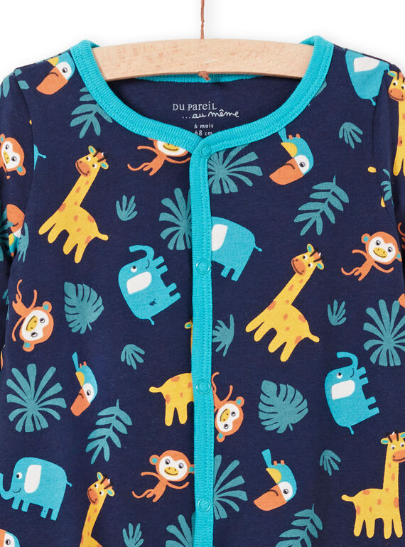Pelele reversible de color azul noche con estampado animal para bebé niño MEGAGREANI / 21WH1486GREC205