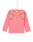 Camiseta de manga larga de color rosa con estampado de leopardo para niña MAKATEE2 / 21W901I1TMLD305