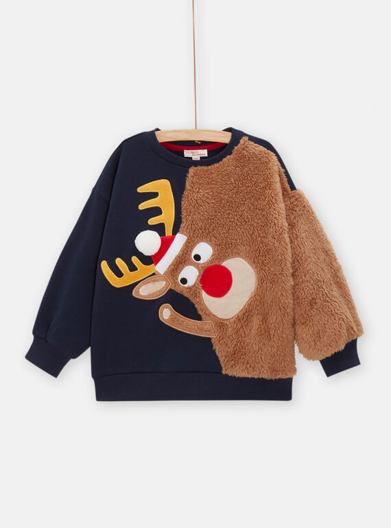 Sudadera azul marino y de color castaño para niño SOWAYSWE / 23W902S1SWE705