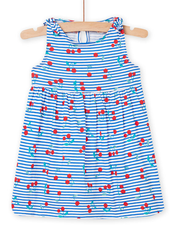Vestido blanco de rayas con estampado de cereza para bebé niña NIPLAROB1 / 22SG09K2ROB000