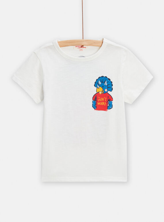 Camiseta blanca y azul con estampado de dinosaurio para niño TOJOTI1 / 24S902B6TMC001