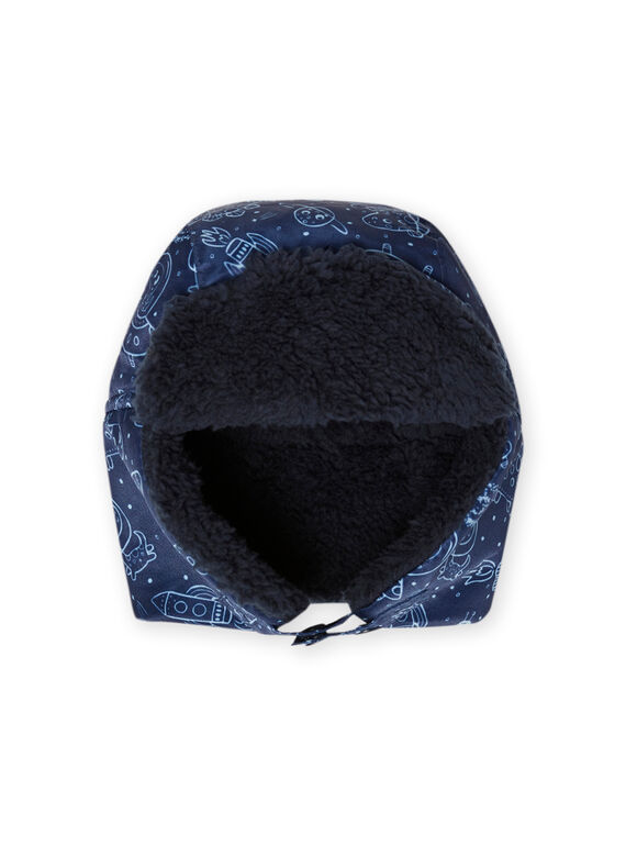 Chapka de color azul noche con estampado de espacio para bebé niño MYUPLACHA / 21WI1064BONC243