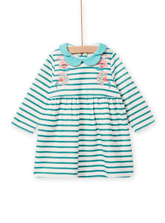 Vestido de color crudo con ratas y estampado floral para bebé niña NIGAROB3 / 22SG09O1ROB001