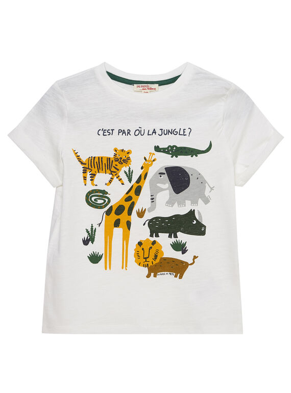 Camiseta de manga corta de color crudo con estampado de animales para niño JODUTI4 / 20S902O2TMC001