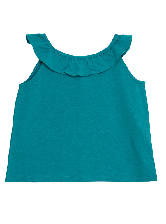 Camiseta de tirantes de color turquesa con cuello de volantes JAJODEB6 / 20S901T5D27621