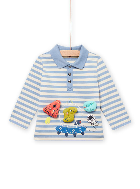 Polo de rayas azul y blanco para bebé niño MUPLAPOL / 21WG10O1POL216