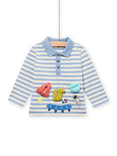 Polo de rayas azul y blanco para bebé niño MUPLAPOL / 21WG10O1POL216