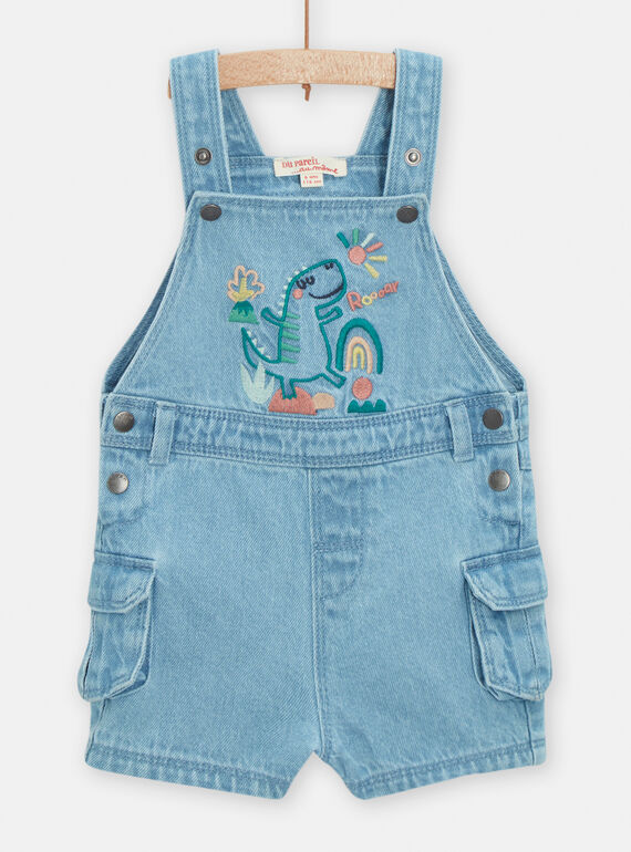 Peto corto de color azul claro con estampado de dinosaurios para bebé niño TUCOSAC2 / 24SG10N2SACP272