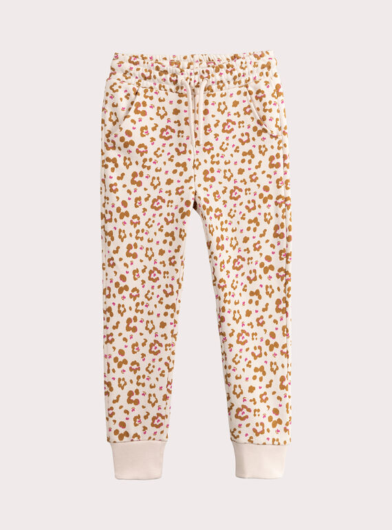 Medias de jogging ecru con estampado de leopardo para niña  VAJOBAJOG3 / 24W901G2JGB114
