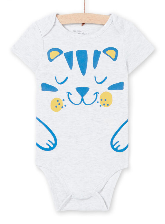 Body de color gris jaspeado, con estampado, para bebé niño LEGABODTIG / 21SH14G4BDLJ920