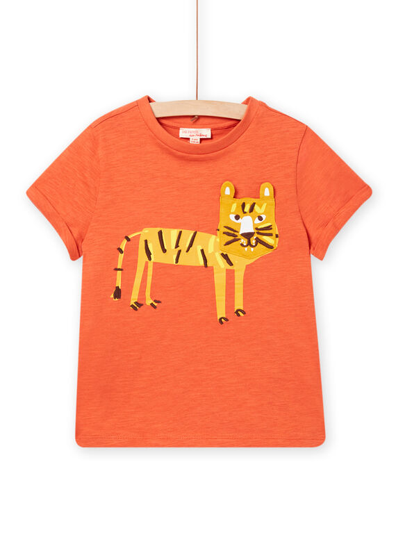 Camiseta de color calabaza con estampado de leopardo para niño NOFLATI4 / 22S902R3TMC405
