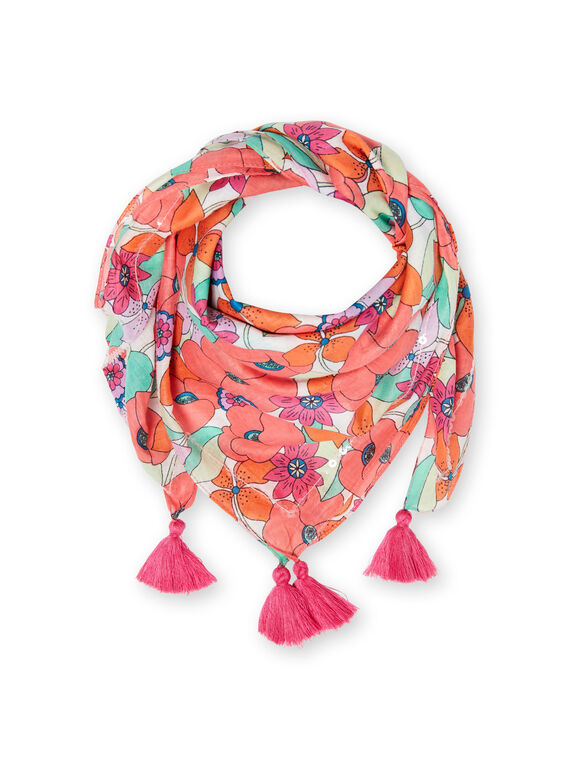 Fular blanco y coral con estampado floral LYAVIFOUL / 21SI01U1FOU000