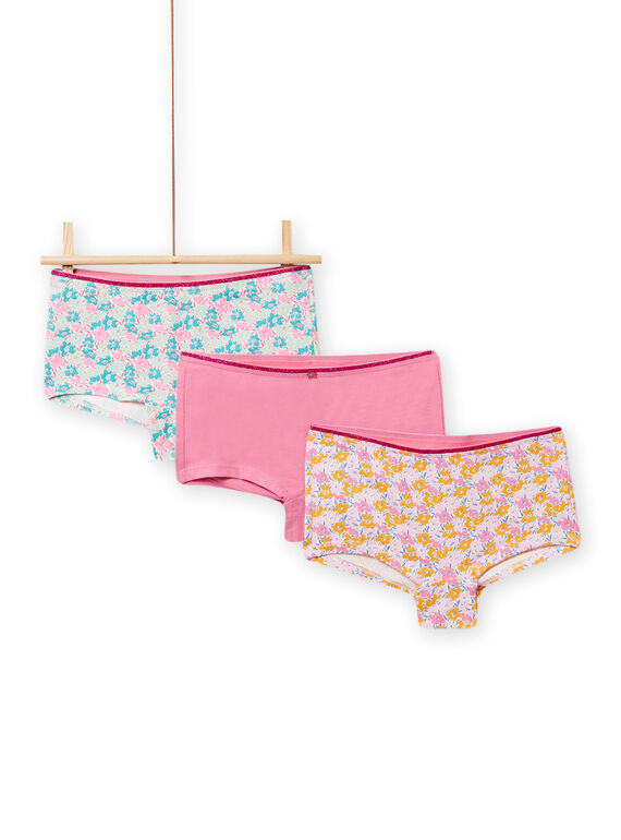 Pack de 3 shortis a juego con estampado de flores para niña NEFAHOTFLE / 22SH11I6SHY001