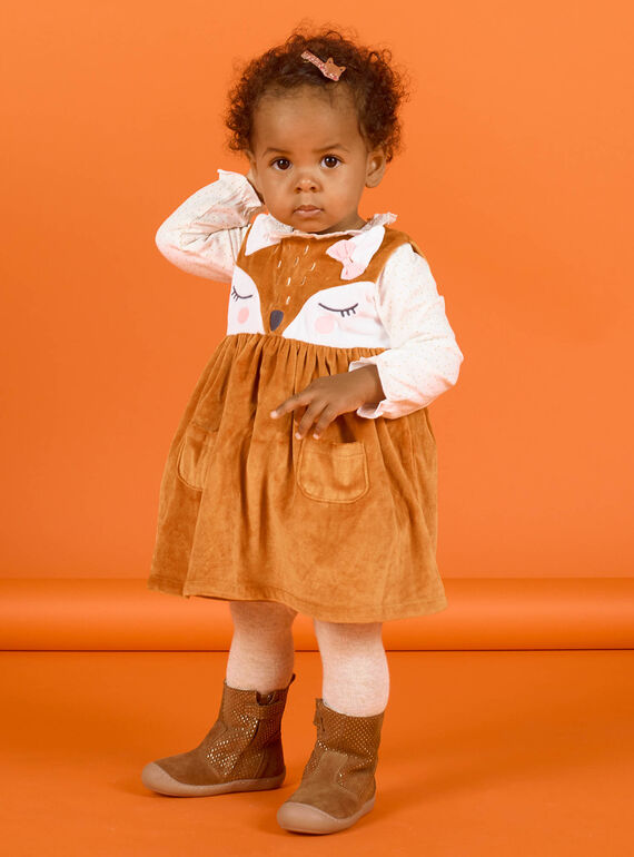 Vestido sin mangas con estampado de cervatillo de soft boa para bebé niña MISAUROB2 / 21WG09P2ROB809
