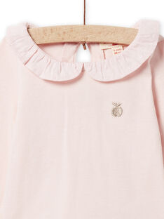 Camiseta rosa empolvado con cuello avolantado para bebé niña NIJOBRA2 / 22SG0973BRAD327
