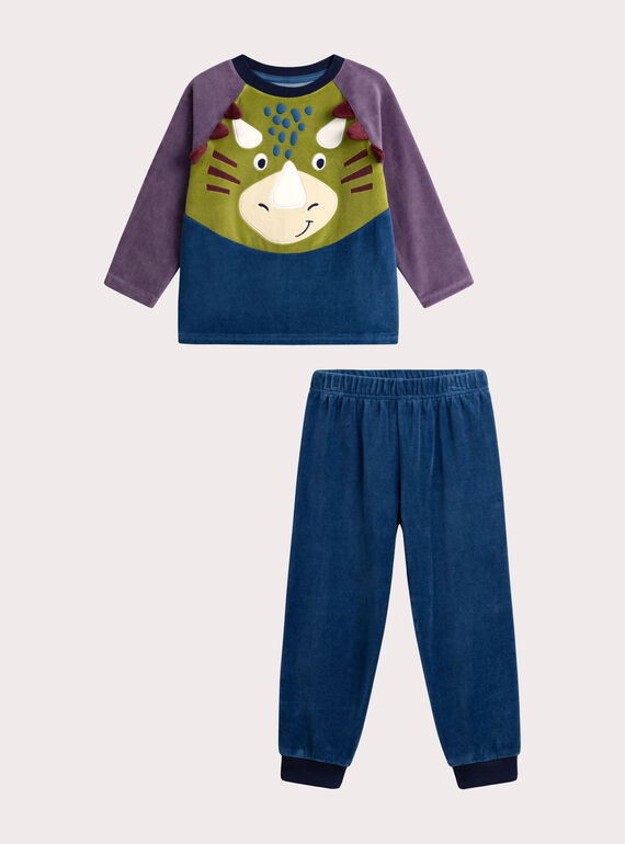 Pijama de terciopelo con animación de dinosaurio para niño VEGOPYJTRI / 24WH1292PYJC210
