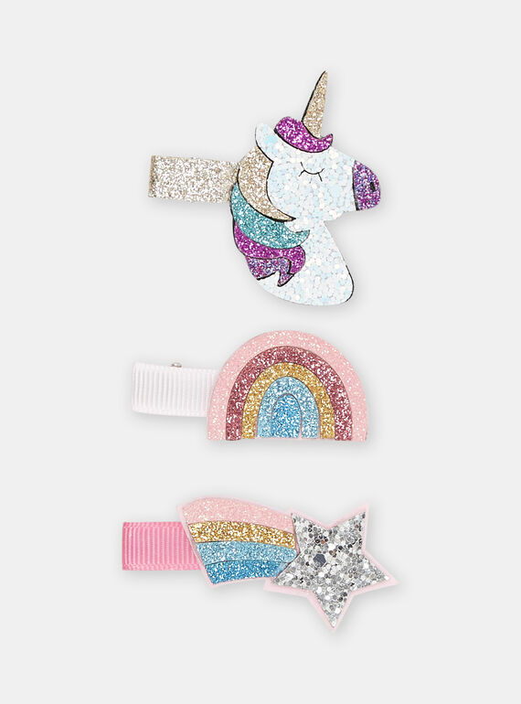 3 horquillas de fantasía de plata para niña SYAJOCLIC2 / 23WI0186BRT956