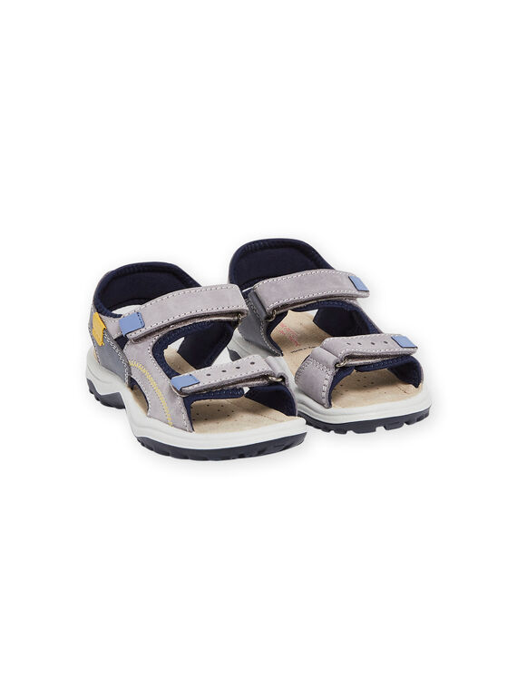 Sandalias de piel de serraje de color gris ROSANDSOFT / 23KK3662D0E940