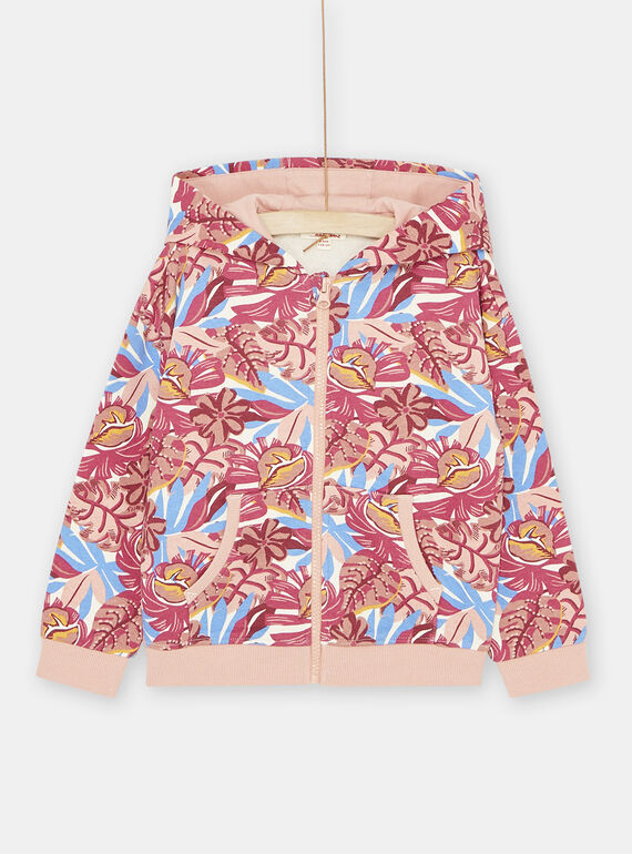 Chaqueta de chándal rosa y azul con estampado floral para niña SAJOHAUJOG3 / 23W901B1JGH003