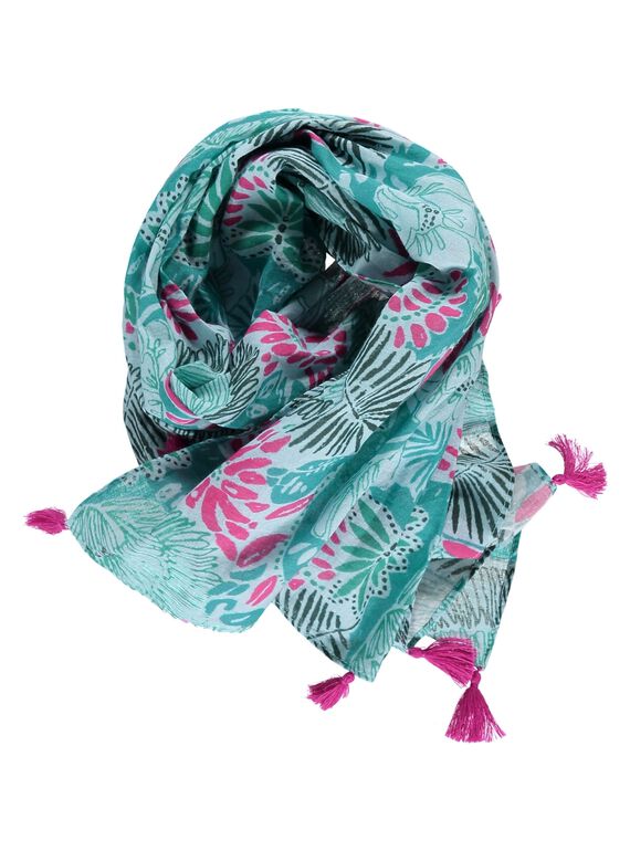 Girls' tropical print scarf CYADOUFOUL / 18SI01J1FOU099