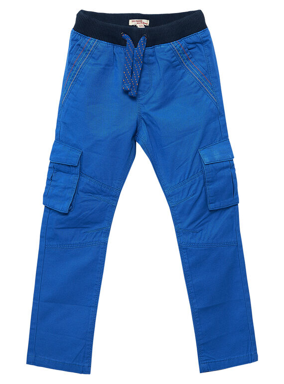 Pantalón cargo elástico de color azul vivo para niño JOVIPAN2 / 20S902D1PAN703