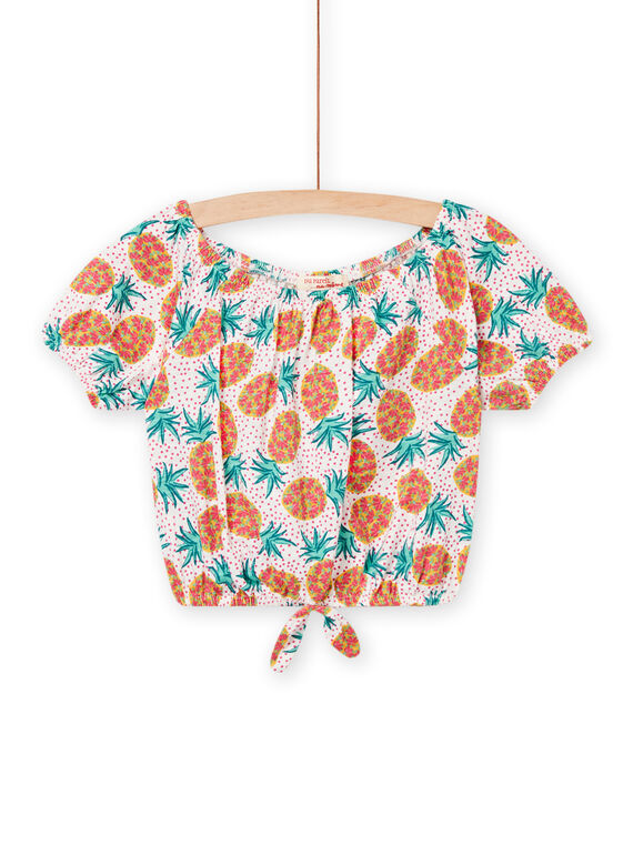 Camiseta de manga corta con estampado de piñas y lunares para niña NAWATI3 / 22S901V4TMC001