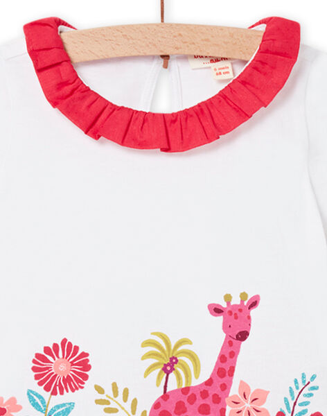 Conjunto de camiseta y cubrepañal crudo y rojo para bebé niña NIFLAENS / 22SG09R1ENS001