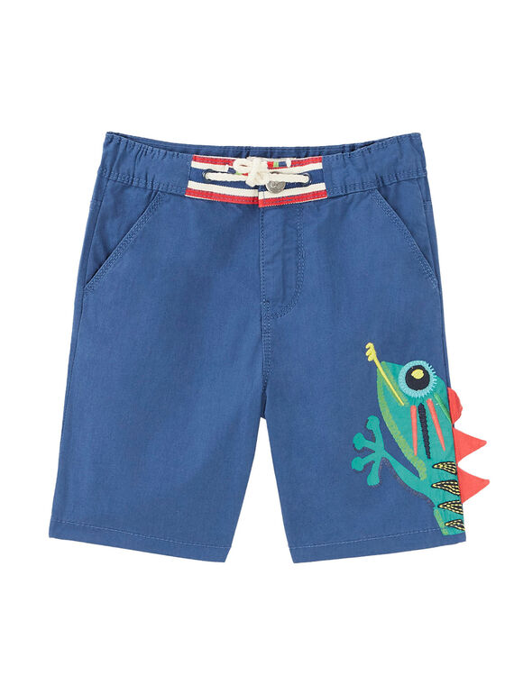 Bermudas de color azul ultramar con un gran camaleón en la pernera para niño JOSAUBER3 / 20S902Q2BER707
