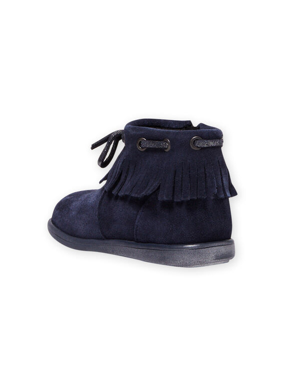 Boots de color azul marino con flecos para bebé niña MIBOOTINDI / 21XK3771D0D070
