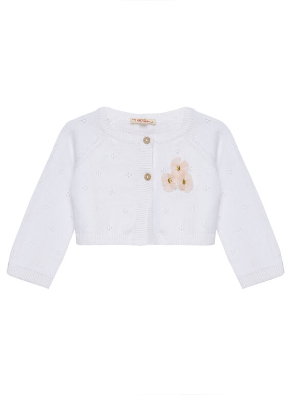 Cárdigan de color blanco de punto para bebé niña JIPOECAR / 20SG09G1CAR000
