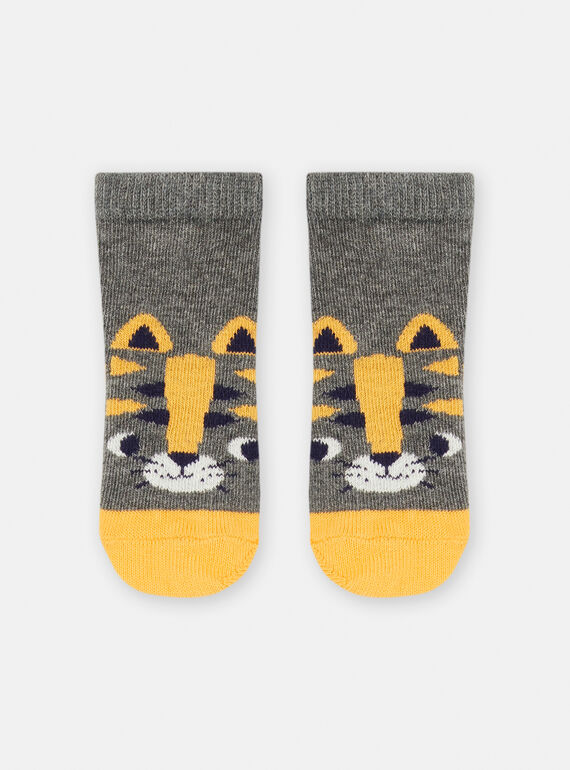 Calcetines grises con estampado de gato SYUJOCHOB1 / 23WI10M4SOQ944