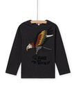 Camiseta de manga larga de color gris jaspeado con estampado de águila para niño MOSAUTEE2 / 21W902P4TML944