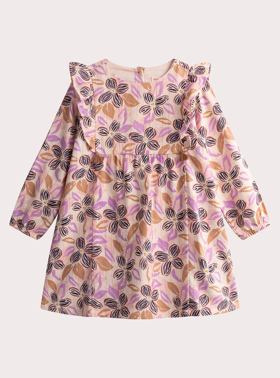 Vestido de lona estampada con detalle de volantes WALANROB1 / 25S90142ROBD319