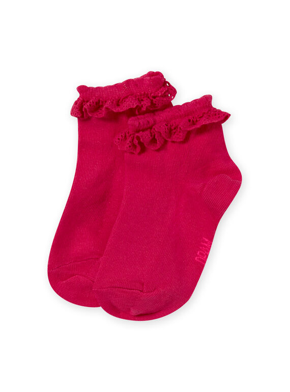 Calcetines de color rosa con volante de encaje para niña MYAESCHOD4 / 21WI01E6SOQF507