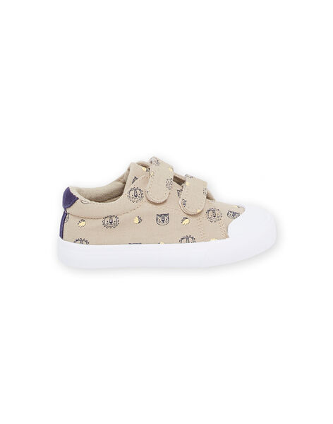 Zapatillas de tela beige con estampado de tigres y leones RUTOILAOP / 23KK3873D16080