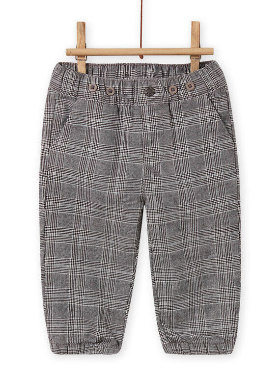 Pantalón negro de cuadros con tirantes de rayas para bebé niño MUNOPAN2 / 21WG10Q2PAN090