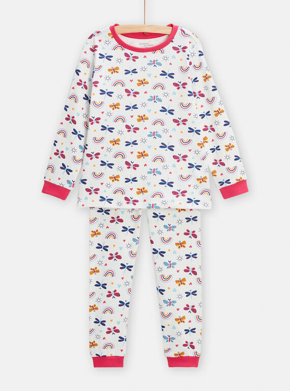 Pijama de color crudo con estampado de fantasía para niña TEFAPYJBUT / 24SH114APYJ001