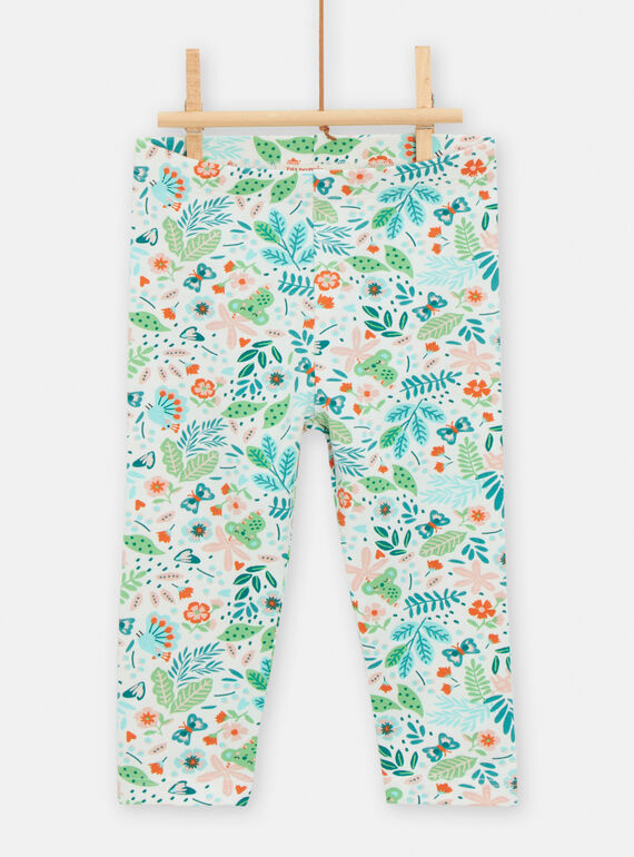 Leggings de color verde con estampado de hojas para bebé niña TYICOLEG / 24SI09N1CAL001