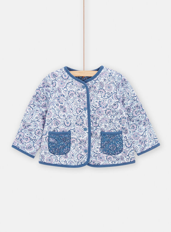 Chaqueta acolchada azul con estampado floral para bebé niña TIDECAR1 / 24SG09J1CAR000