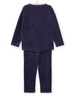 Pijama de terciopelo con estampado de lechuza PEFAPYJOWL / 22WH1136PYJ070