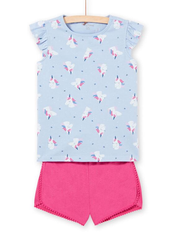 Pijama azul para niña LEFAPYJTET / 21SH11C3PYJC236