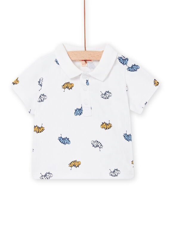 Polo blanco con estampado de cebra para bebé niño NUSOPOL / 22SG10Q1POL000