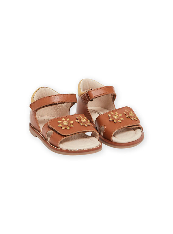 Sandalias de piel de color camel RISANDTANF / 23KK3765D0E804