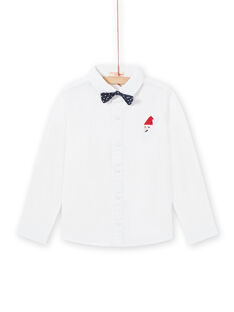 Camisa de color blanco de Navidad y pajarita con estampado para niño MONOCHEM / 21W902Q1CHM000