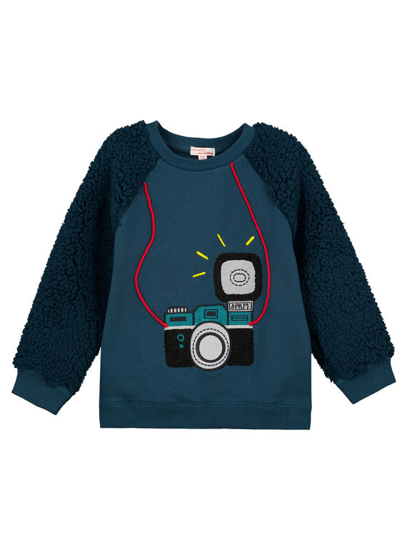 Sudadera de color verde abeto con mangas de borrego GOTUSWE / 19W902Q1SWM707