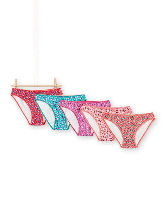 Pack de 5 braguitas a juego con estampado floral para niña MEFALOTSEM2 / 21WH11B2D5L001