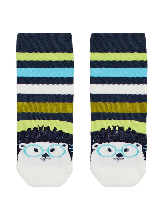 Calcetines de rayas de color blanco y verde para bebé niño JYUCLOCHO1 / 20SI1011SOQ716