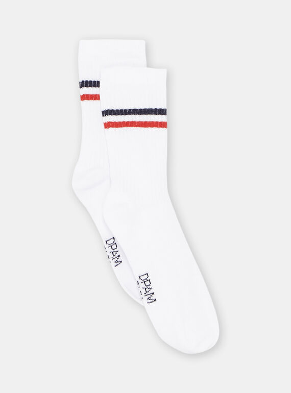 Calcetines de color blanco con estampado de rayas para niño SYOJOCHOS / 23WI02B8SOQ000